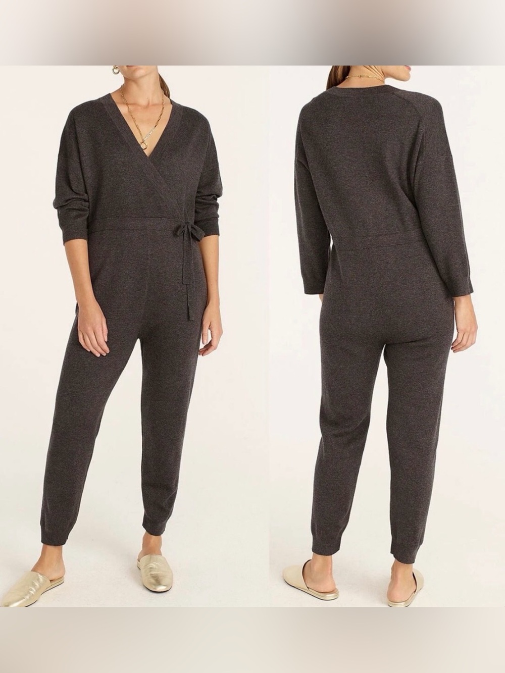 J. Crew Merino Wool Sweater Jumpsuit - Dark Gray. Size XS